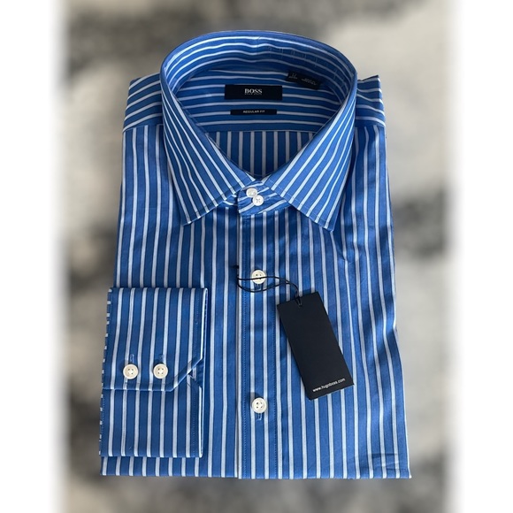 Hugo Boss Striped Dress Shirt. Regular Fit. 17 Neck x 32/33 Sleeve NWT - Picture 1 of 6